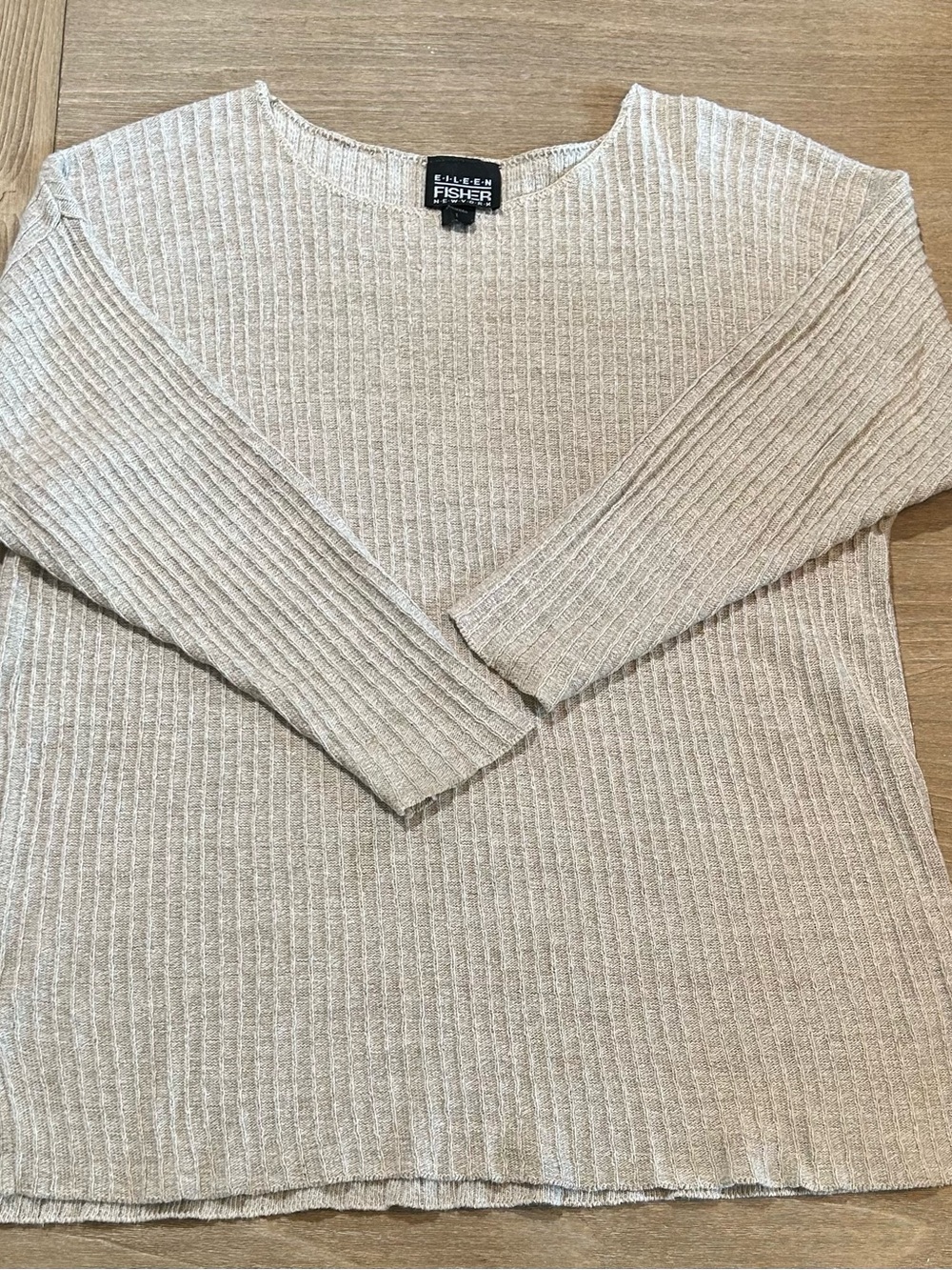 Eileen Fisher Women's Ribbed Crewneck Sweater — Oatmeal Size Large